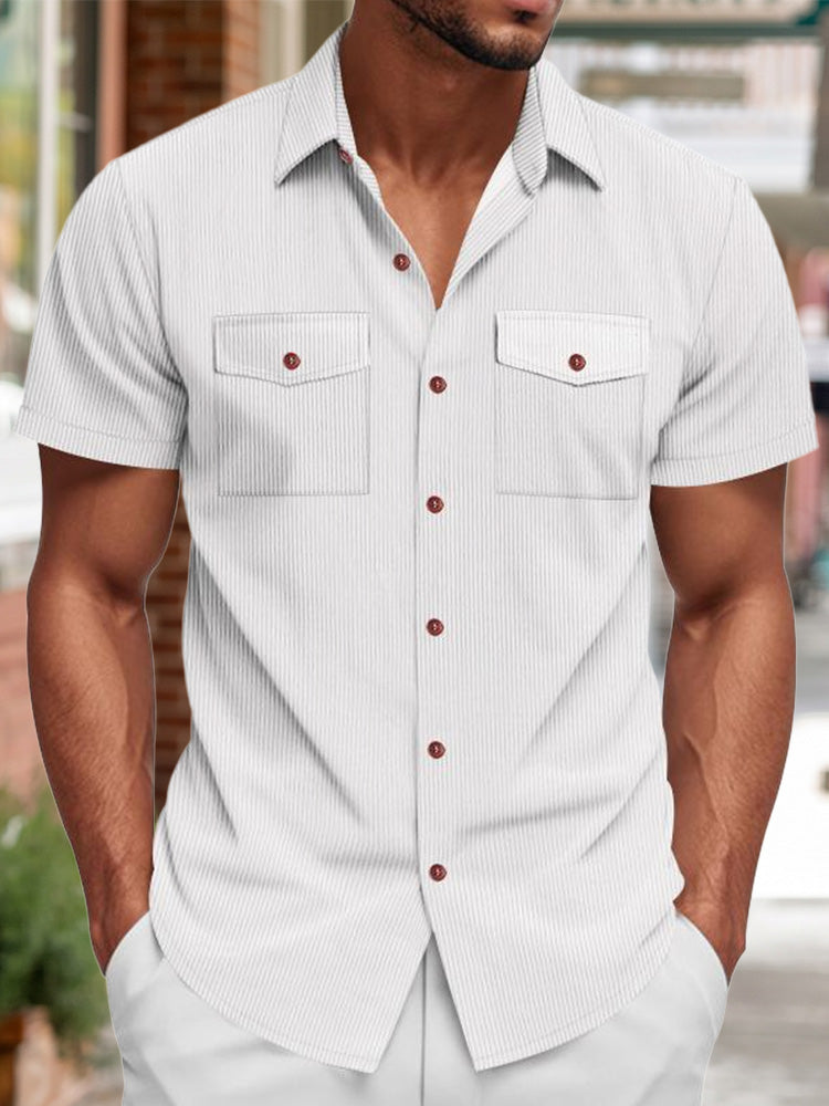 Tom Hollinger | Herren Kurzarmhemd Aus Rippstrick In Relaxed Fit