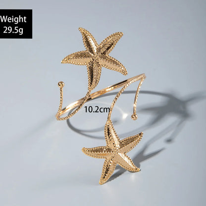 Bohemian Metal Starfish Open Arm Bracelet