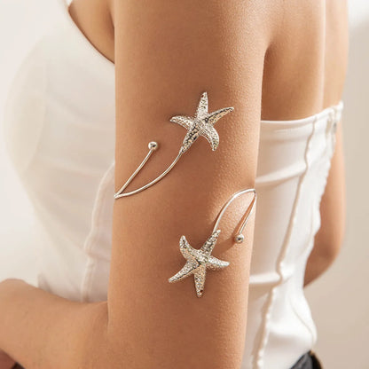 Bohemian Metal Starfish Open Arm Bracelet