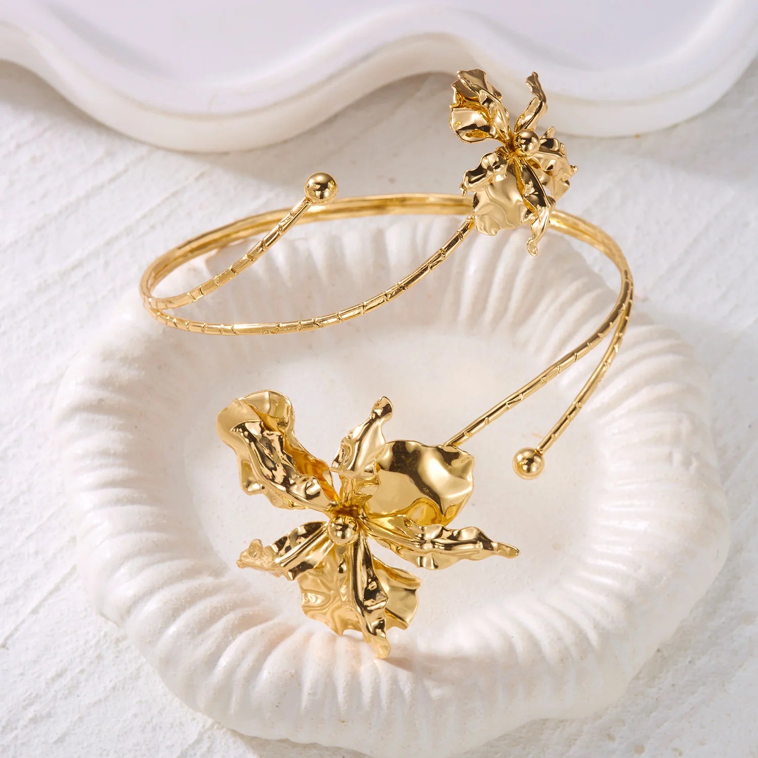 Bohemian Enamel Flower Cuff