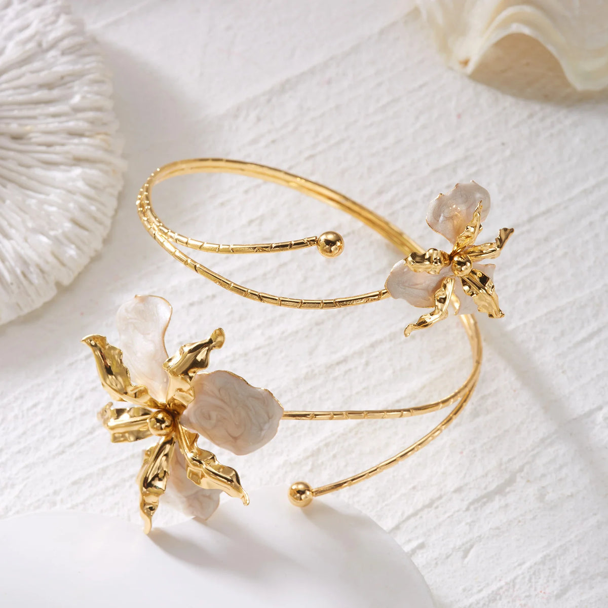 Bohemian Enamel Flower Cuff