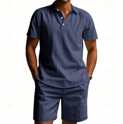 Herren Polo Und Shorts Set Atmungsaktiv Sommer