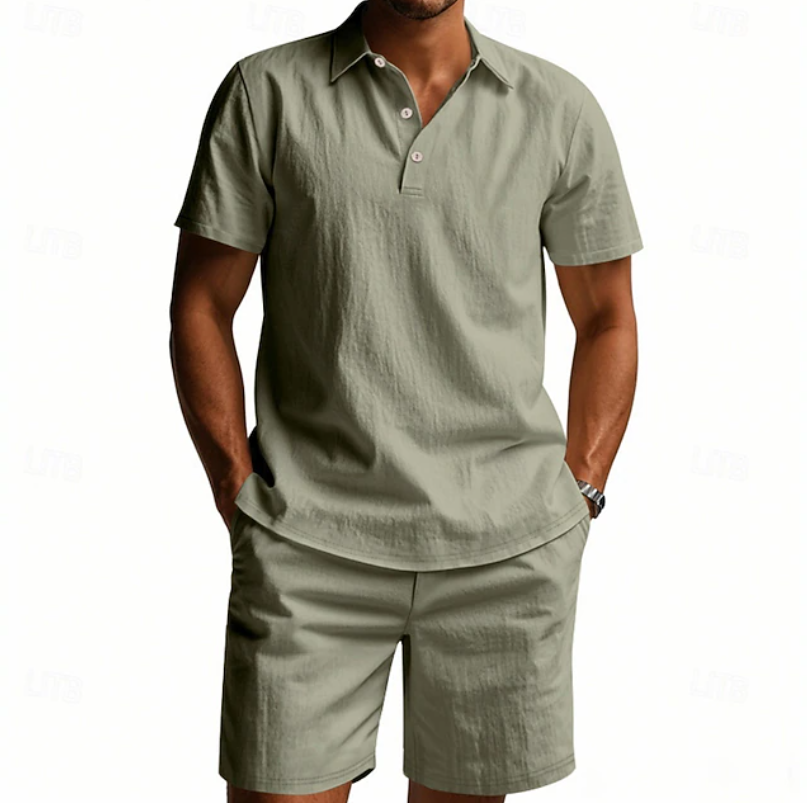 Herren Polo Und Shorts Set Atmungsaktiv Sommer
