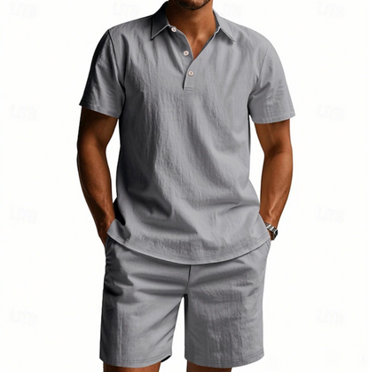 Herren Polo Und Shorts Set Atmungsaktiv Sommer