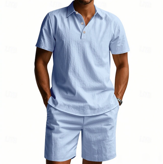 Herren Polo Und Shorts Set Atmungsaktiv Sommer