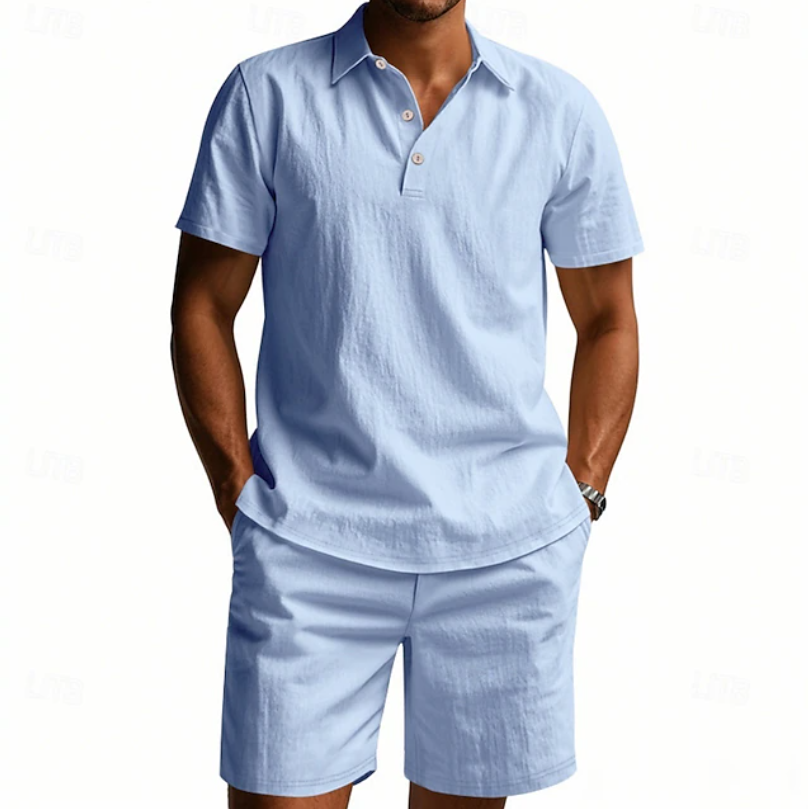 Herren Polo Und Shorts Set Atmungsaktiv Sommer