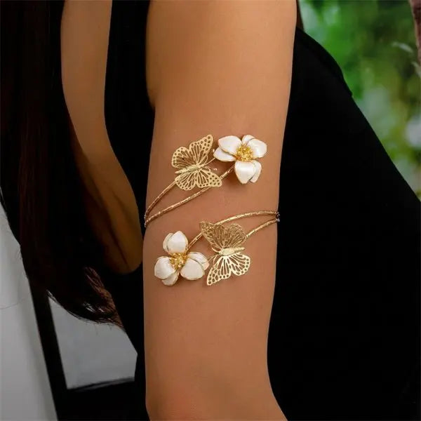 Bohemian Enamel Flower Cuff