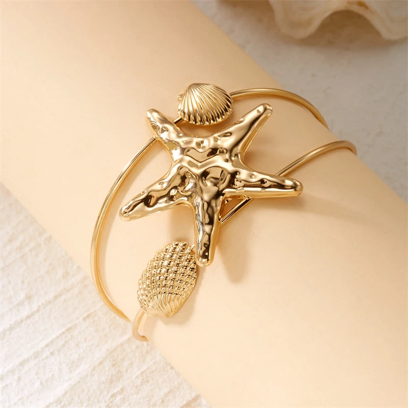 Bohemian Gold Color Starfish Arm Cuff