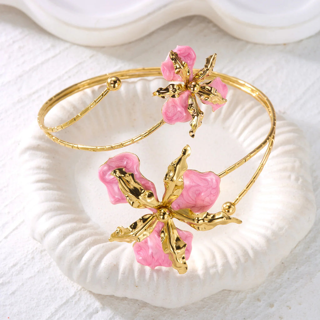 Bohemian Enamel Flower Cuff