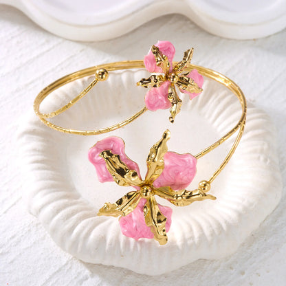 Bohemian Enamel Flower Cuff