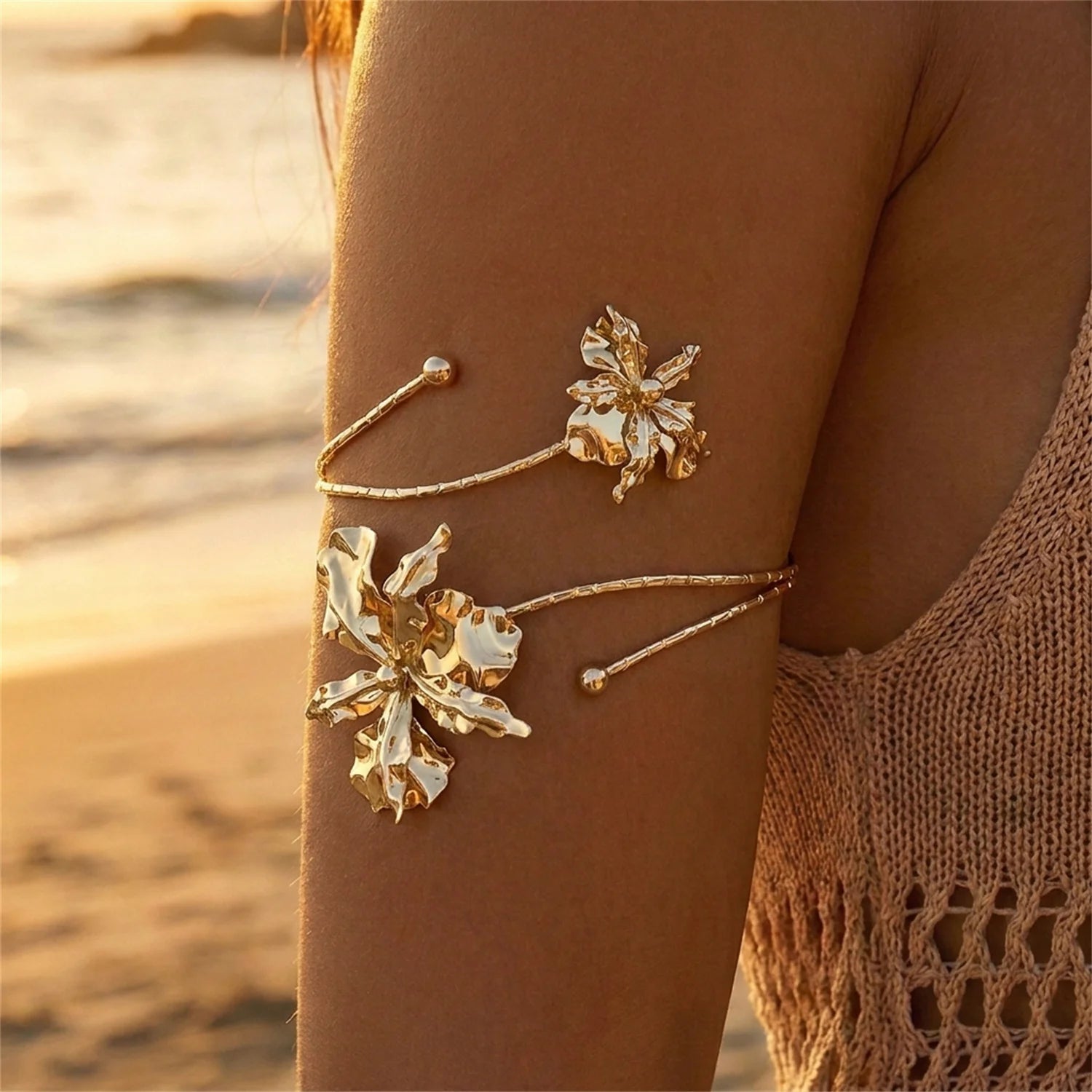 Boho Floral Wire Upper Arm Cuff