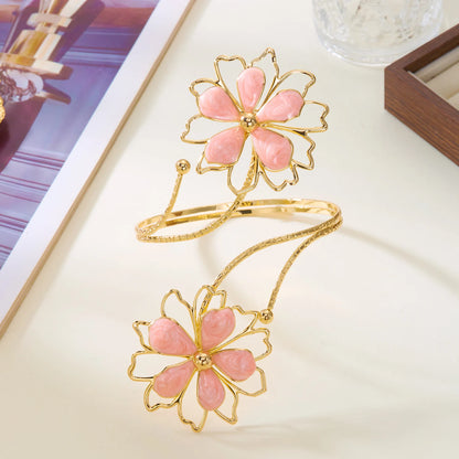 Fashion Metal Hollow Flower Cuff Bangle