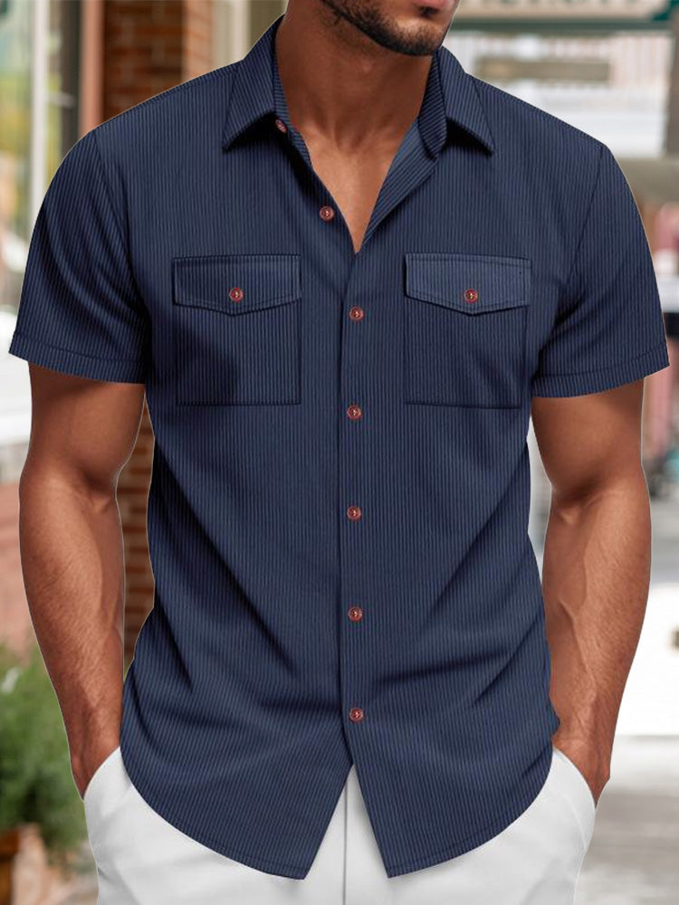 Tom Hollinger | Herren Kurzarmhemd Aus Rippstrick In Relaxed Fit