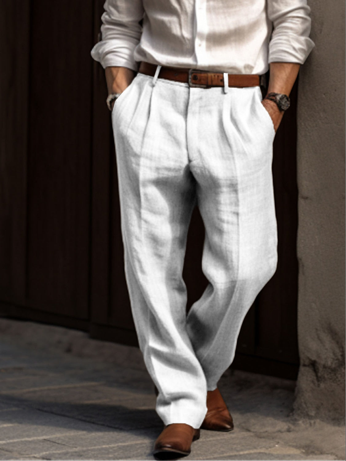Tom Hollinger | Herren Leinenhose Lockerer Sitz Elegante Businesshose