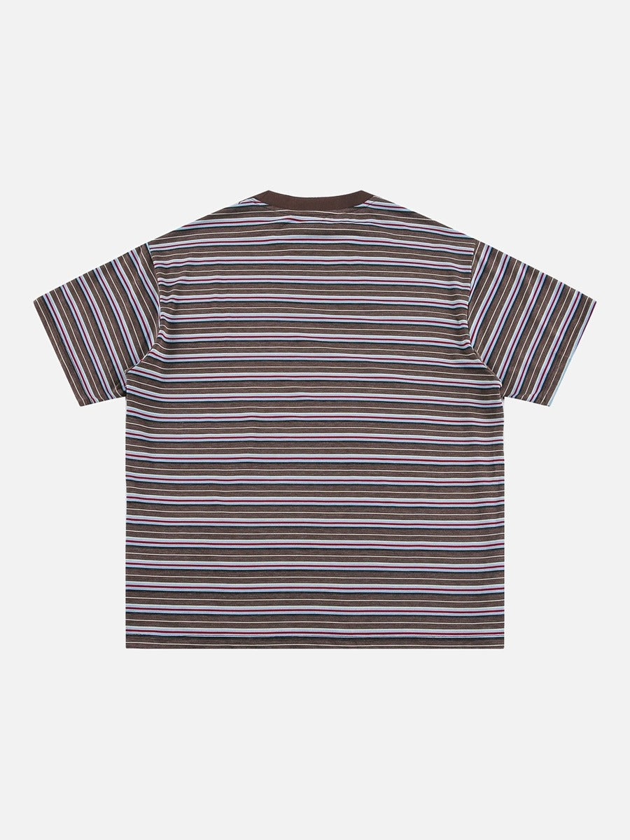 Tom Hollinger | Lässiges gestreiftes Strick-T-Shirt in Braun und Gold