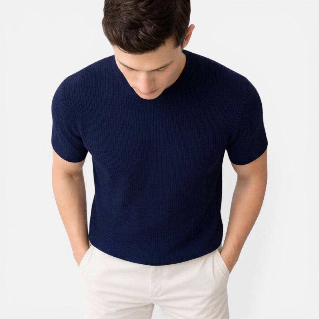 Tom Hollinger | Herren Rippstrick Slim Fit Leichtes T-Shirt