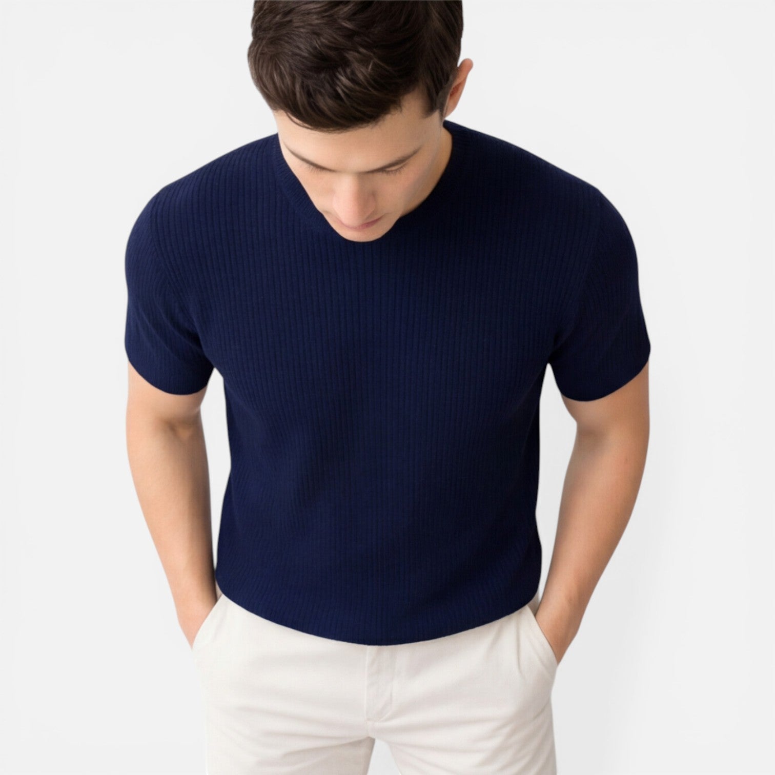 Tom Hollinger | Herren Rippstrick Slim Fit Leichtes T-Shirt