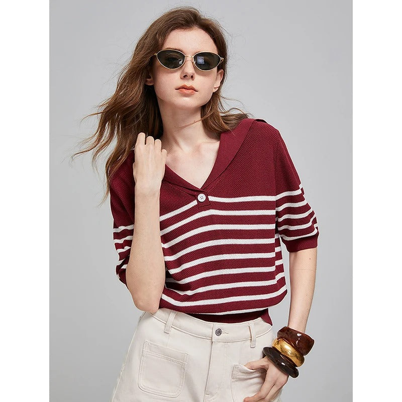 Tom Hollinger | Gestreiftes Pullover-Top mit Kragen