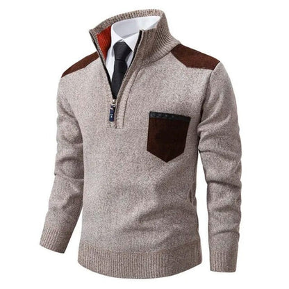 Tom Hollinger | Herren Halb-Reißverschluss Strickpullover mit Fronttasche