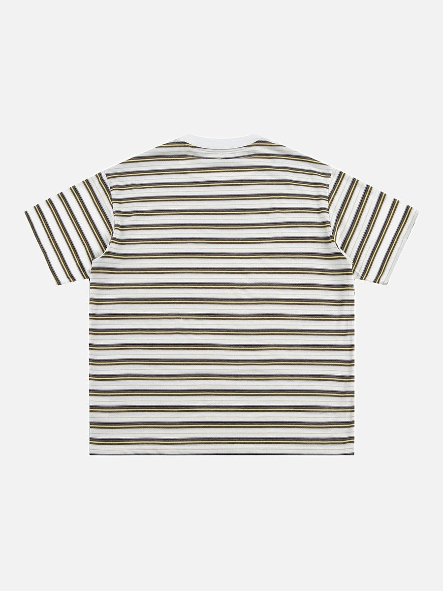 Tom Hollinger | Lässiges gestreiftes Strick-T-Shirt in Braun und Gold