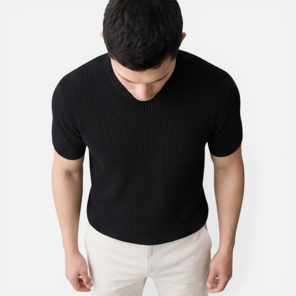 Tom Hollinger | Herren Rippstrick Slim Fit Leichtes T-Shirt