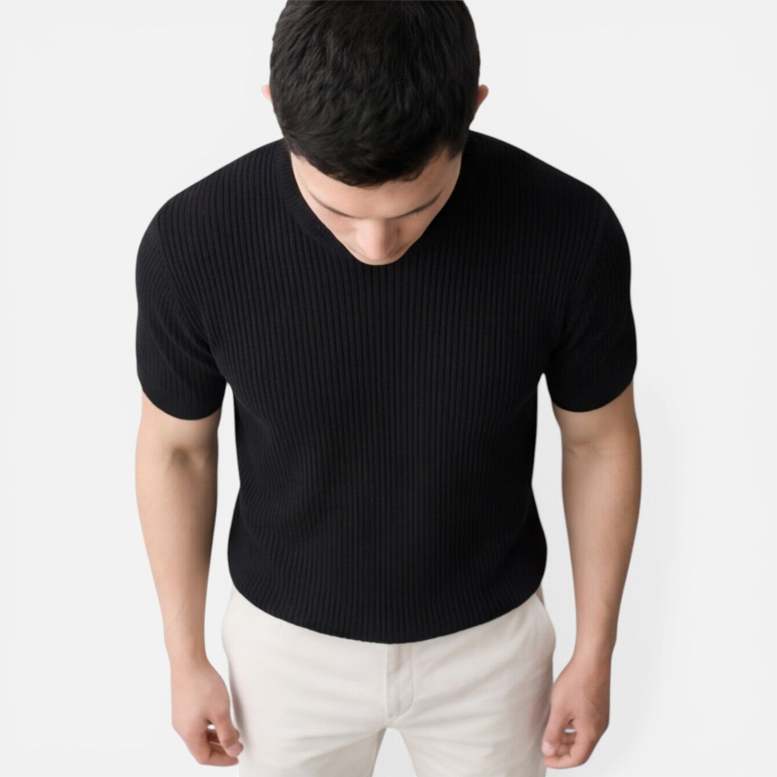 Tom Hollinger | Herren Rippstrick Slim Fit Leichtes T-Shirt