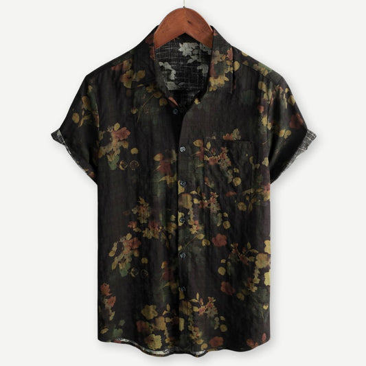 Tom Hollinger | Herren Kurzarmhemd Mit Blumenprint Und Knopfleiste