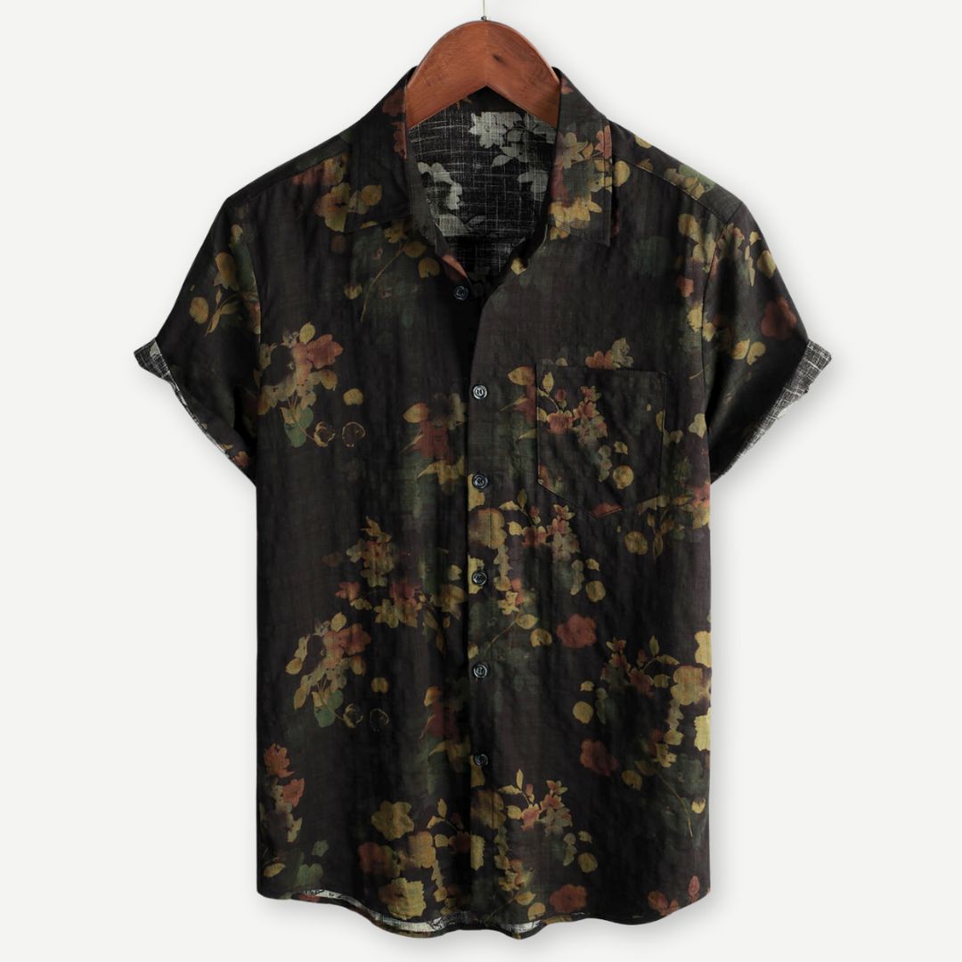 Tom Hollinger | Herren Kurzarmhemd Mit Blumenprint Und Knopfleiste