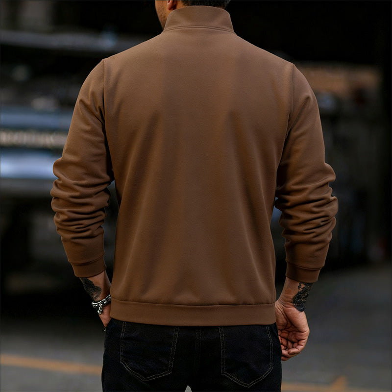 Herren Polyester Langarmshirt mit halbem Reißverschluss