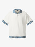 Baumwoll-Piqué-Poloshirt mit kariertem Kontrastkragen und -manschetten