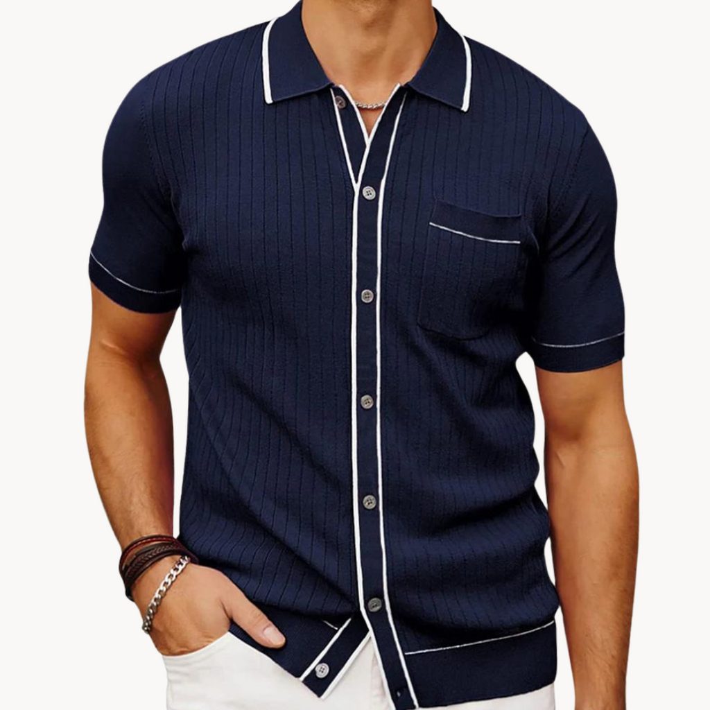 Tom Hollinger |  Herren Poloshirt Gerippt Mit Knopfleiste