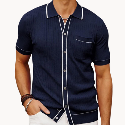 Tom Hollinger |  Herren Poloshirt Gerippt Mit Knopfleiste