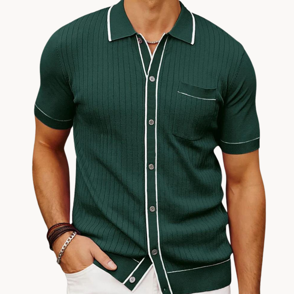 Tom Hollinger |  Herren Poloshirt Gerippt Mit Knopfleiste