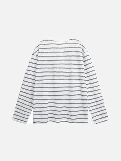 Tom Hollinger | Herren Henley Shirt Gestreift Mit Relaxed Fit Weiß