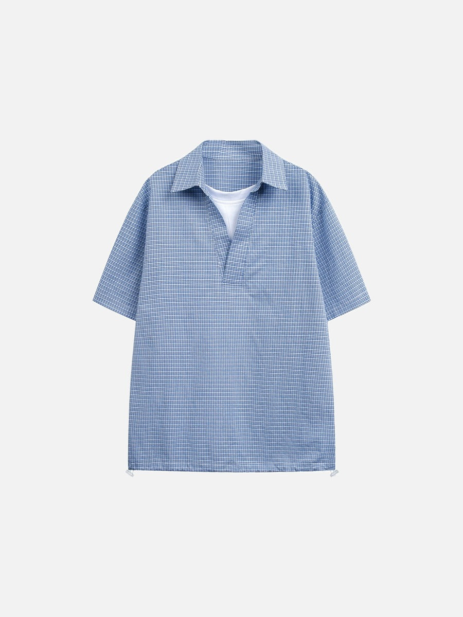 Tom Hollinger | Damen Popover Bluse Mit Karomuster Blau Weiss