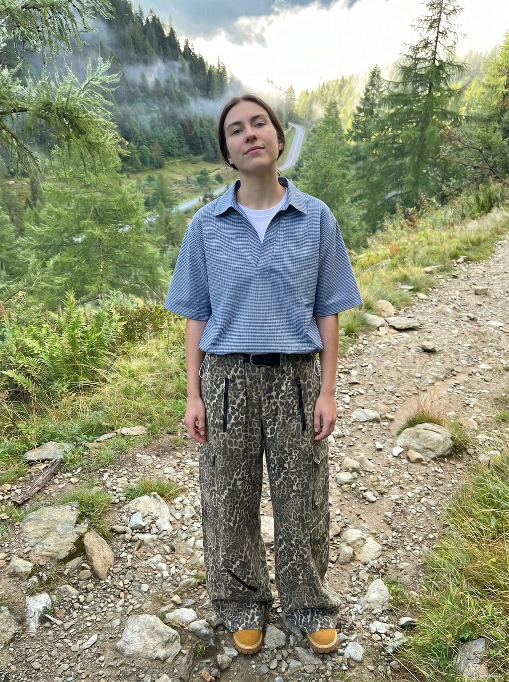Tom Hollinger | Damen Popover Bluse Mit Karomuster Blau Weiss
