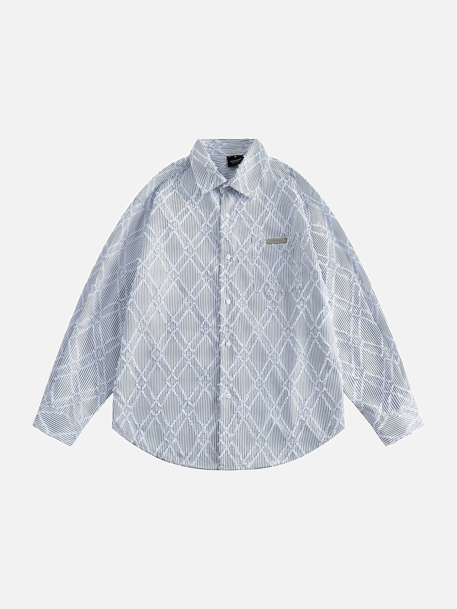 Tom Hollinger | Herren Oversize Hemd Mit Strukturmuster Blau Weiss