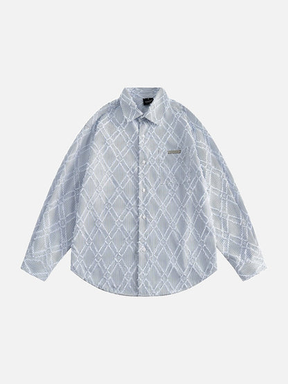 Tom Hollinger | Herren Oversize Hemd Mit Strukturmuster Blau Weiss