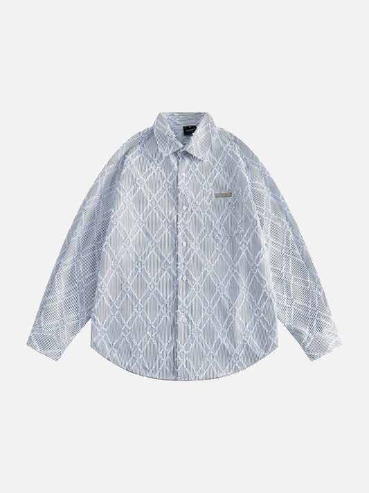 Tom Hollinger | Herren Oversize Hemd Mit Strukturmuster Blau Weiss