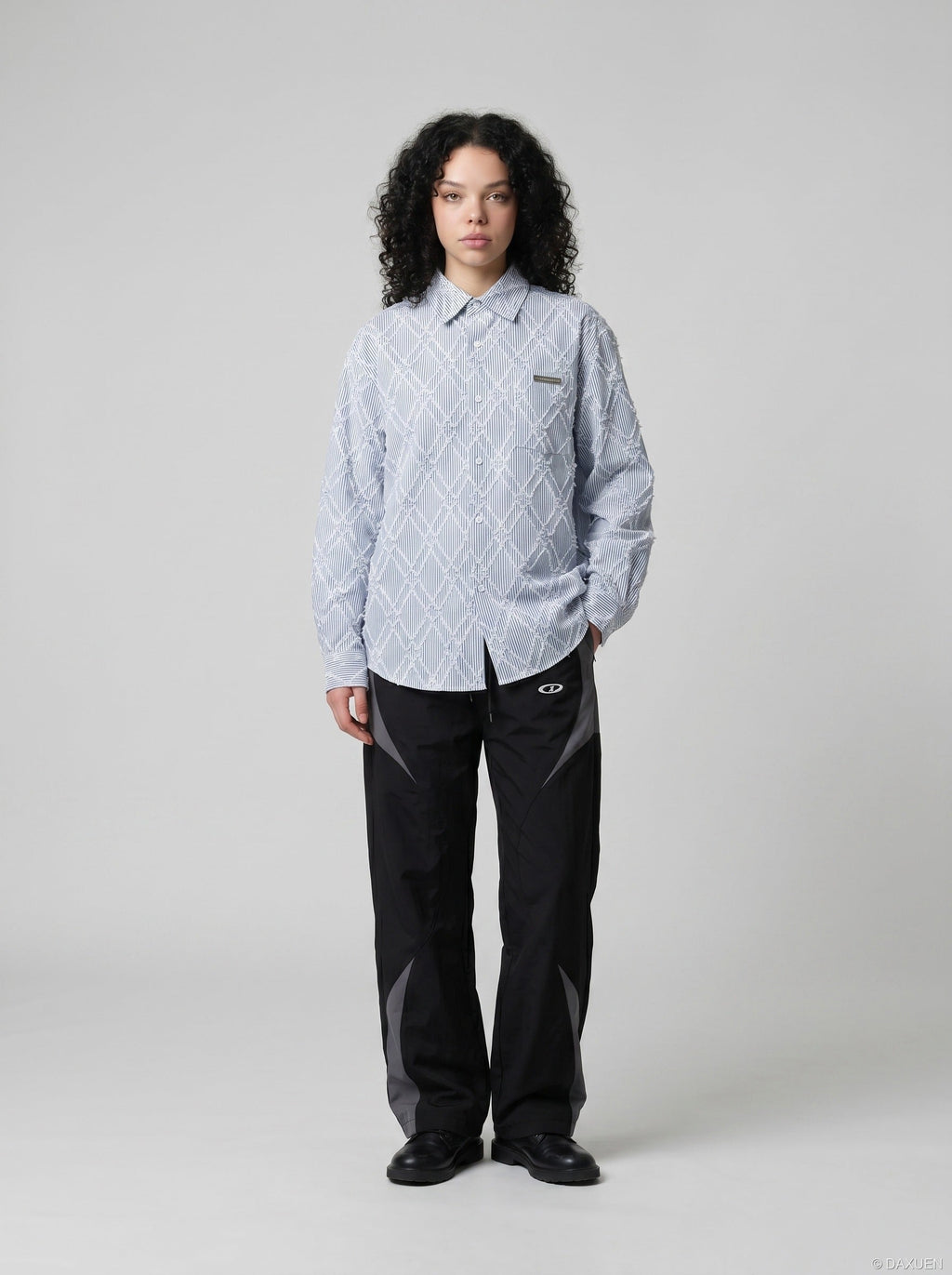 Tom Hollinger | Herren Oversize Hemd Mit Strukturmuster Blau Weiss