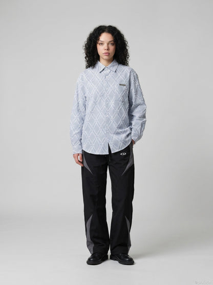 Tom Hollinger | Herren Oversize Hemd Mit Strukturmuster Blau Weiss