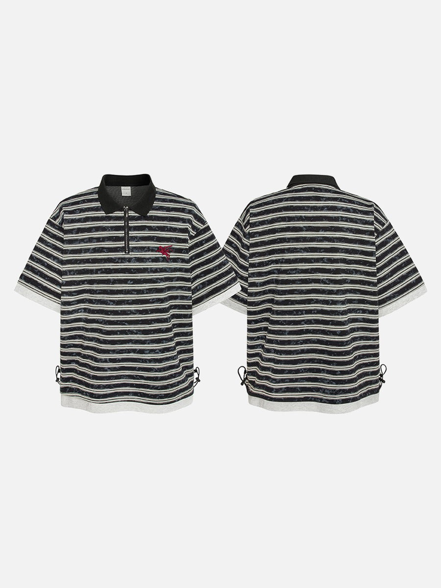 Herren Poloshirt Mit Reissverschluss Und Streifen