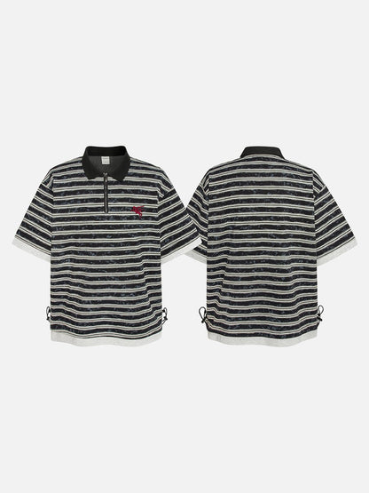 Herren Poloshirt Mit Reissverschluss Und Streifen