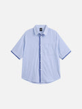 Herren Gestreiftes Kurzarmhemd Mit Relaxed Fit Blau