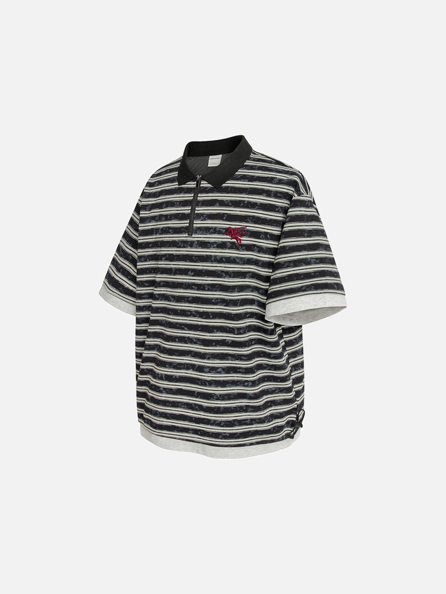 Herren Poloshirt Mit Reissverschluss Und Streifen