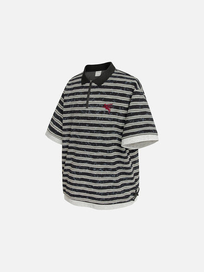 Herren Poloshirt Mit Reissverschluss Und Streifen