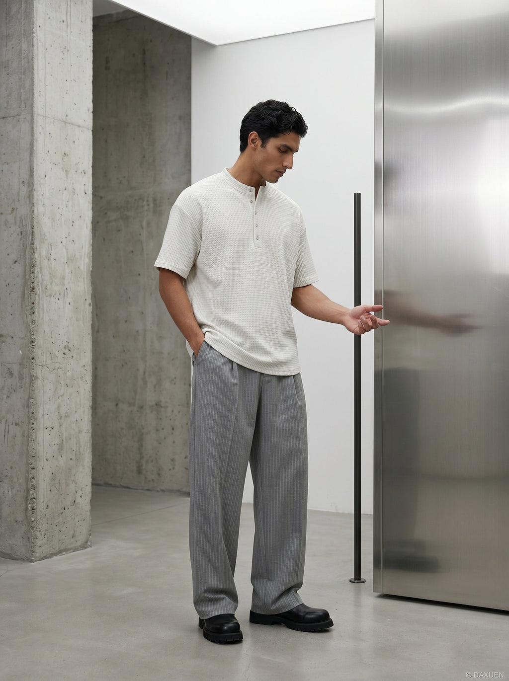 Herren Kurzarmhemd Mit Stehkragen In Relaxed Fit