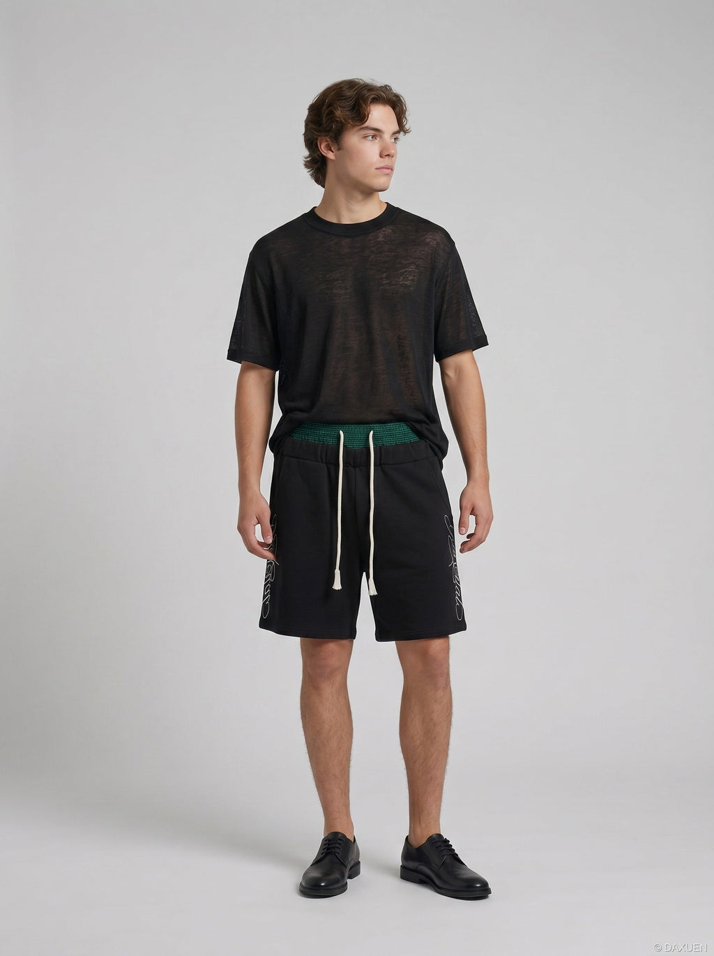 Damen T Shirt Halbtransparent Schwarz