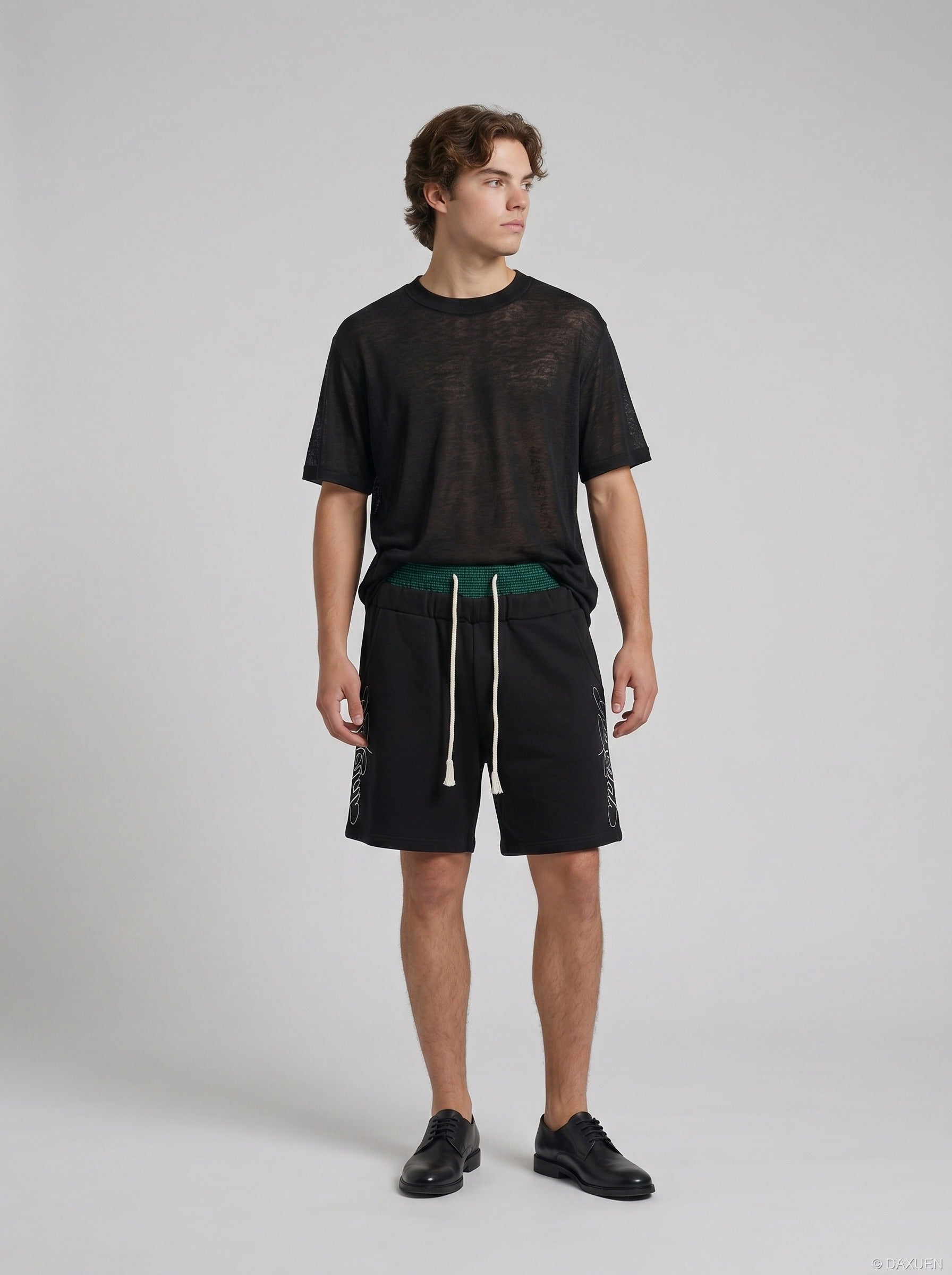 Damen T Shirt Halbtransparent Schwarz