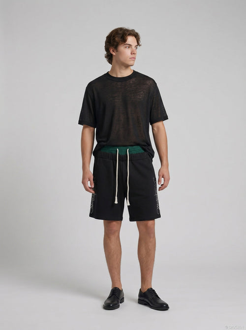 Damen T Shirt Halbtransparent Schwarz